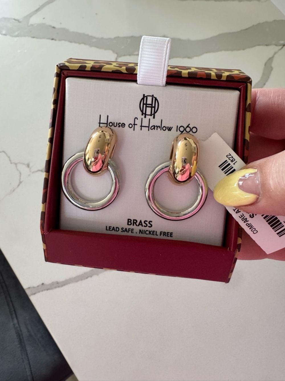 House of Harlow 1960 Two-Tone Hoop Drop Earrings - Gold & Silver